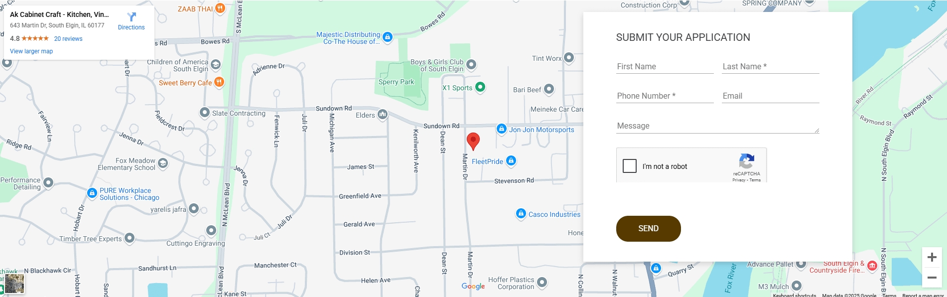 Contact form with Google Maps integration