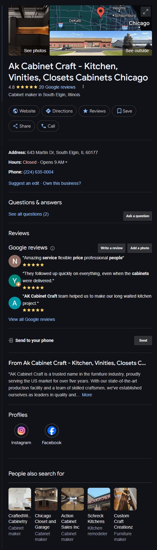 Google search results