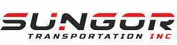 Logo of Sungor Transportation Inc., featuring a stylized sun and bold lettering in orange and black on a light gray background.