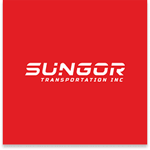 Logo of Sungor Transportation Inc., featuring a stylized 'S' composed of colorful geometric triangles on a dark background.